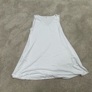 White Sleeveless V-Neck Dress